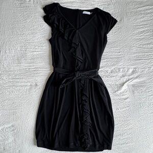 Elegant Black Calvin Klein Ruffle Dress